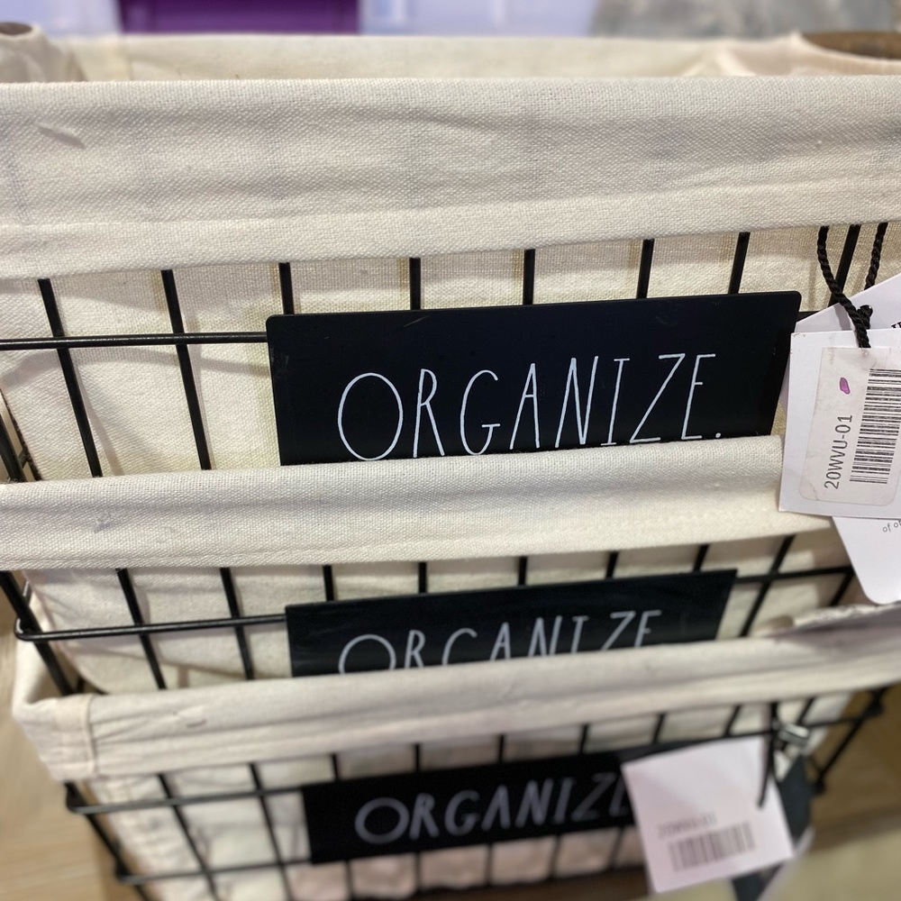 Rae Dunn ORGANIZE Metal Basket.